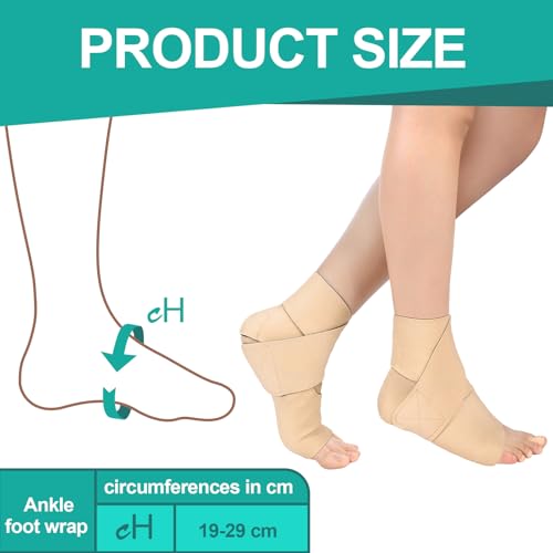 Geiserailie 2 Pcs Ankle and Foot Compression Wrap Adjustable Ankle Support Brace Lymphedema Wraps Medical Grade Compression Circulation Support Lymphedema Garments for Men Women 20-40mmhg