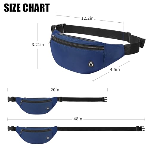 Viqueen Fashion Large Fanny Waist Pack Crossbody Belt Bag for Women and Men,Lightweight Bag with Zipper and Pockets for Running and Sports,Water Resistant,Hands Free Phone Carrying(Blue) - color: Blue-Lightweight