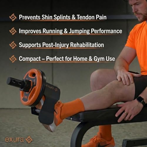 EXURA Tib Bar Tibialis Trainer, Adjustable to Any Foot Size, 1" & 2" Plates