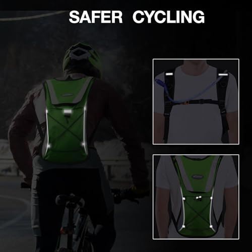 KUYOU Running Hydration Vest - Lightweight Insulated Hydration Backpack with 2L Water Bladder, Adjustable Chest Straps and Reflective Water Backpack for Running Marathon Race Hiking Cycling - color: Green