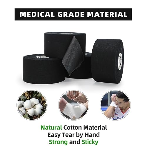 OK TAPE Athletic Sports Tape 4 Packs 45ft Per Roll Strong Adhesion - color: Black, size: 1.5" x 15yards - 4 Rolls