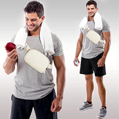 Amazerbst Belt Bag, Fanny Pack, Everywhere Belt Bag,40 Inch Adjustable Strap,for Women and Men,Waterproof - color: Beige