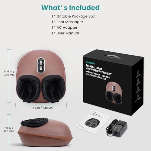 Nekteck Shiatsu Foot Massager with Heat & Air Compression Deep Kneading - color: Brown, size: Large