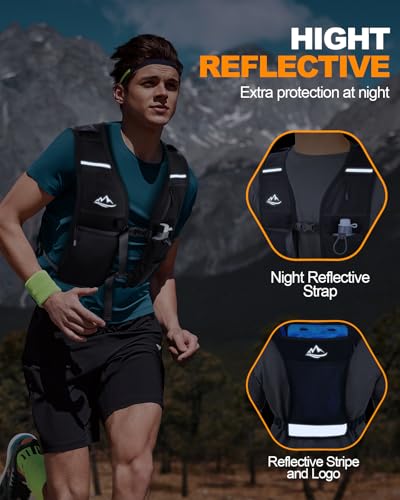 ISEYOU Running Vest for Women Men, Reflective Hydration Vest with Adjustable Waistband & Phone Pocket, Lightweight Breathable Running Water Vest for Jogging Hiking Trail Cycling and Marathon Race - size: Medium
