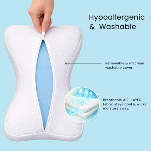 Contour Original Hourglass Leg & Knee Pillow - 18” Removable Strap - Memory Foam Support Pillow for Side Sleepers - for Back, Hips & Legs Support - Orthopedic Design