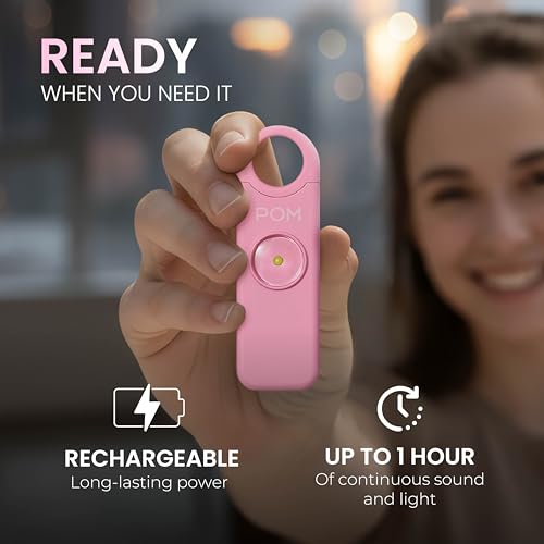 POM Pepper Spray & Personal Alarm Safety Kit – OC Self Defense Keychain Spray & Loud Emergency Alarm for Campus Safety, Women & Students - color: Black X Pink, style: Pocket Clip Model