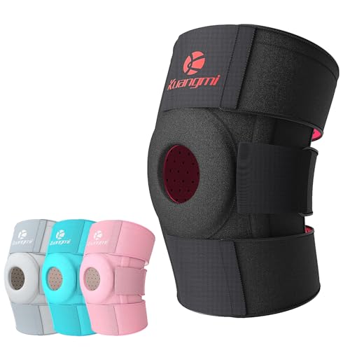 Kuangmi Knee Brace with Side Stabilizers & Patella Gel Pad,Adjustable Compression Knee Support with Arthritis Relief,Injury Recovery,Running,Weightlifting,Climbing(Black,2-Springs,L/XL - color: Black(2 Springs), size: L/XL
