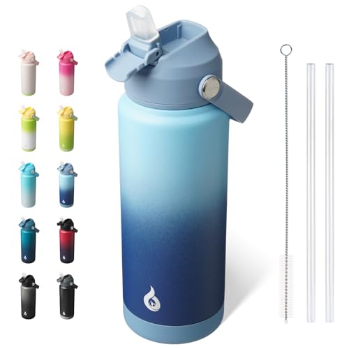 BJPKPK 24oz Insulated Water Bottle, Stainless Steel Bottle with Straw Lid - color: Sky, size: 24 Ounces