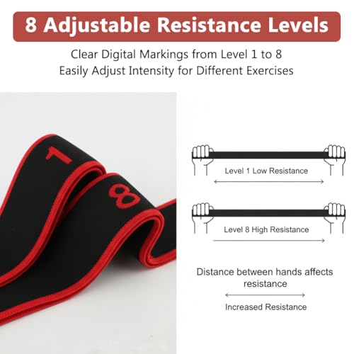 Elastic Yoga Stretching Strap with Multi-Loop, Numbered Resistance Bands