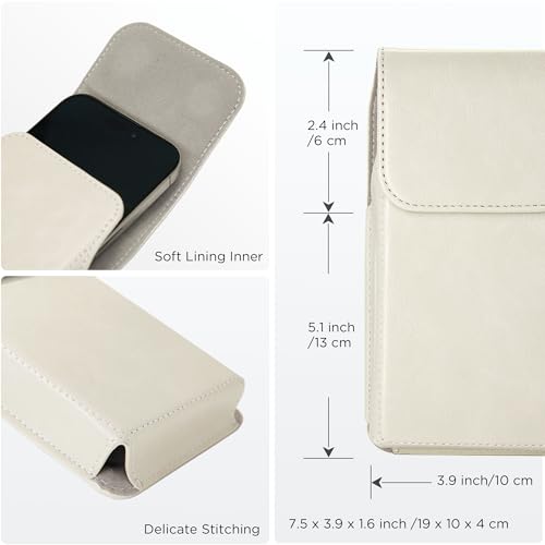 for Phone Pouch Holster Belt Case, Premium Leather Pouch with Belt Clip Phone Holster Belt Case (White, X-Large) - color: White, size: X-Large