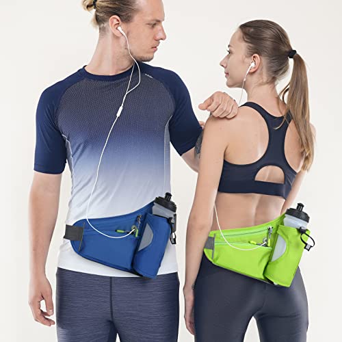 HOTEMIA Fanny Pack with Water Bottle Holder, Hydration Running Belt for Men Women Adjustable Strap Waist Bag Suitable for Hiking Running Walking Jogging Camping (Bottle Not Included) (Green) - color: Green