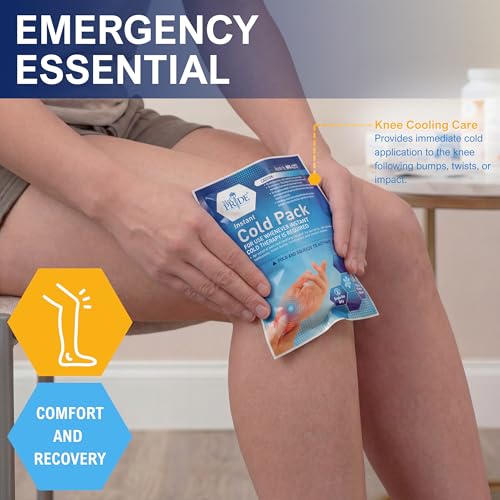 MED PRIDE Instant Ice Bags for Injuries, Disposable First Aid Cold Compress, Swelling, Pain Relief, Sprains, Toothache (5x6 Inch (Pack of 24) Clear) - size: 5 X 6 Inch (Pack of 24)