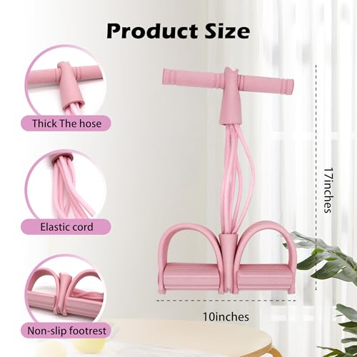 Multi-Function Tension Rope Band & Pedal Puller Resistance Band, 6-Tube Elastic Yoga Pedal Puller Resistance Band, for Abdomen/Waist/Arm/Leg Stretching Slimming Training - color: Pink-6 tube