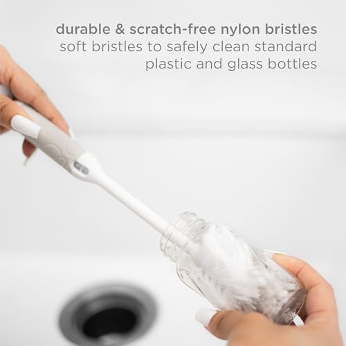 Ubbi Deluxe 2-in-1 Baby Bottle Cleaning Brush Set, Gray - color: Gray Deluxe Bottle Brush