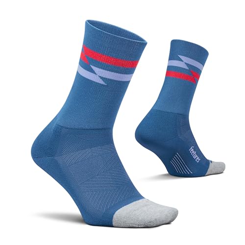 Feetures Elite Light Cushion Mini Crew Sock - color: Blue Track (1 Pair), size: Medium