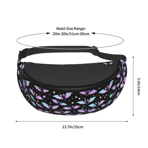 Dujiea Fanny Pack, Cute Flying Bats Waist Bag With Headphone Hole Belt Bag Adjustable Sling Pocket Fashion Hip Bum Bag For Women Men Kids Outdoors Casual Travelling Hiking Cycling - color: Cute Flying Bats