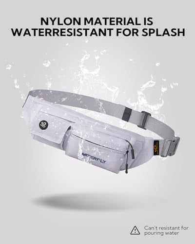WATERFLY Small Fanny Pack for Women Men, Crossbody Travel Waist Bag White - color: White