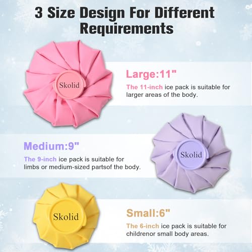Ice Packs for Injuries Reusable, 3 Sizes, Purple, Yellow, Pink - color: Pink/Yellow/Purple