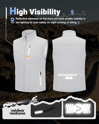 Outdoor Ventures Men's Running Golf Vest Outerwear Lightweight Windproof - color: White, size: Medium