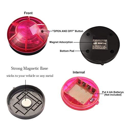 LED Road Flares Roadside Flashing Emergency Lights Beacon with Magnetic Base for Vehicle and Outdoor Sports..(scarlet) - color: scarlet