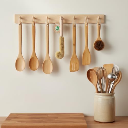 Wooden Bottle Brush - L-Shape Long Handle Cup Scrubber for Water Bottles, Decanters & Glassware - Beech Wood Kitchen Cleaning Tool (Multipack) (4) - size: 4 Pack - L-Shape Brushes