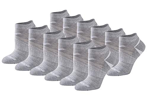 Saucony Women's RunDry Performance Selective Cushion Socks, Available in S-L (6, 12 Pairs) - color: Grey Basic (12 Pairs), size: Medium