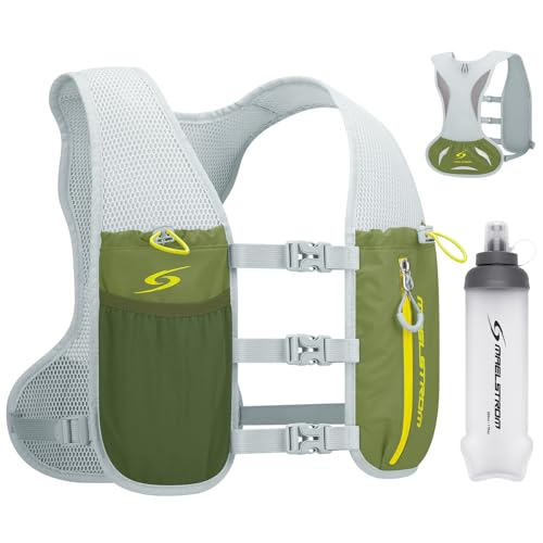 Maelstrom Running Vest, Lightweight Hydration Pack with 500ml Soft Flask - color: Green