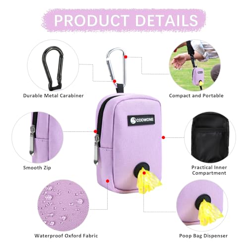 Small Treat Pouch with Dog Bags Dispenser, Portable Walking Bags, Purple - color: Purple