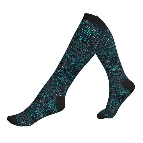 Compression Socks Women and Men 15-20mmHg-Circulation Support Socks for Athletic Running Cycling - color: Circuit Board2