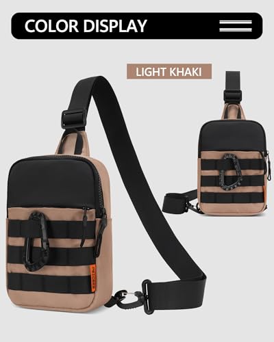 Peicees Crossbody Bag for Men Mini Sling Bag Anti Theft Purse, Light Khaki - color: Light Khaki