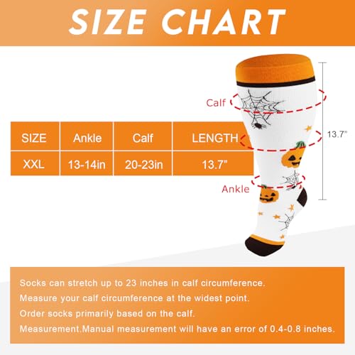 Junely Compression Socks for Women Wide Calf Plus Size Knee High - color: Pumpkin01