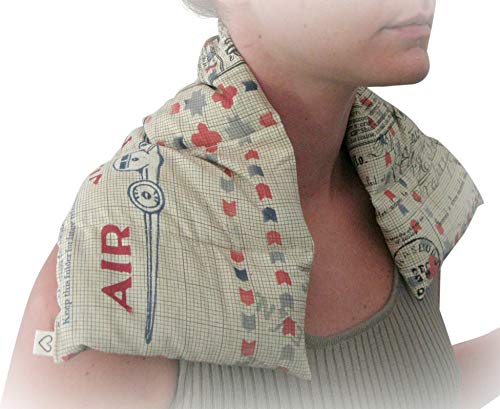 Microwavable LOVEwrap Neck & Shoulder wrap - Heated Microwavable Warming Soothing Muscle Pain Relief Fatigue Relaxation - Unscented 6 x 24 - Flax Seed - Natural Soft Cotton (Bouquet - Beige) - color: Bouquet - Beige