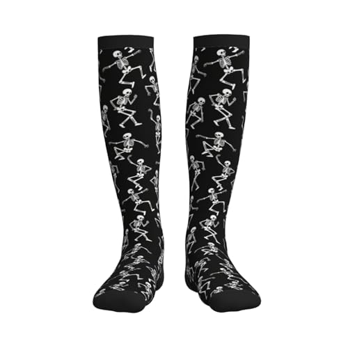 Compression Socks, Unisex 15-20 mmHg Knee High Support Socks - color: Dancing Skeleton