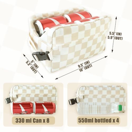 Leakproof Freezable Snack Bag Reusable Cooler Insulated Lunch Box - color: Beige Checkerboard