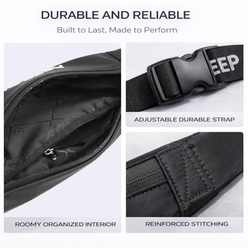 Slim Running Waist Pack for Women Men, Large Capacity Waist Belt with Organized Compartments, No-Bounce Secure Fit for Cycling, Hiking, Climbing Adventure & Reflective Safety Night Running - Black - color: Legendary Black