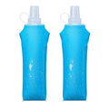 Zelvot 2 Pack Running Vest Collapsible Water Bottle, TPU 500ml Soft Flask - color: Blue, size: 500 ml - 2 Pack