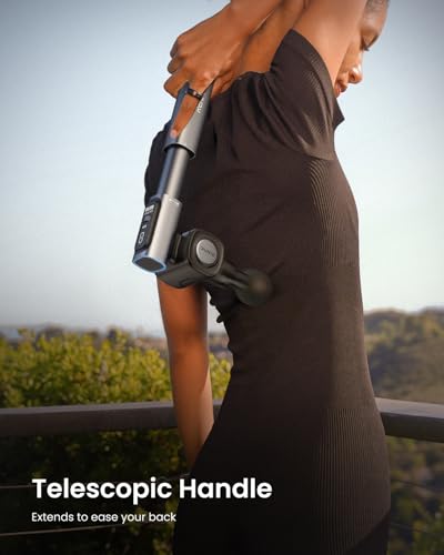 RENPHO Foldable 2-in-1 Massage Gun with Extendable Handle, 0-90° Angle - color: Blue