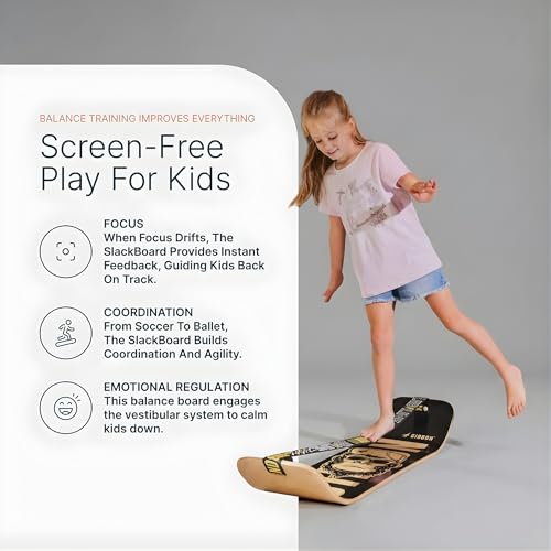GIBBON SlackBoard, Balance Board Kids & Adults, Slackline Balance Trainer - color: Waves Plus with Stand