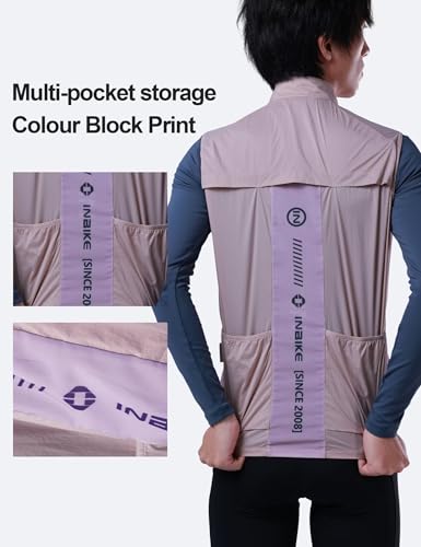 INBIKE Unisex Cycling Vest Windproof Lightweight Sleeveless Jacket - color: Pink, size: X-Large