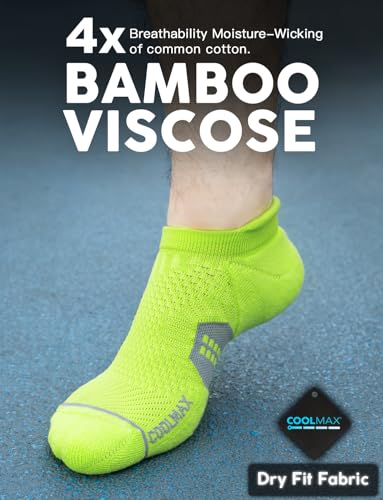Juclise Men's No Show Compression Running Socks, Athletic Socks, 3 Pairs - color: Gradient Lime*1+neon Lime*2, size: Large