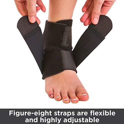 BraceAbility Neoprene Water-Resistant Ankle Brace | Compression Foot Wrap for Swimming, Running, Surfing, Diving, Exercise, Athletic Support & Protection, Sprains, Tendonitis and PTTD Pain (S/M) - size: Small/Medium (Pack of 1)