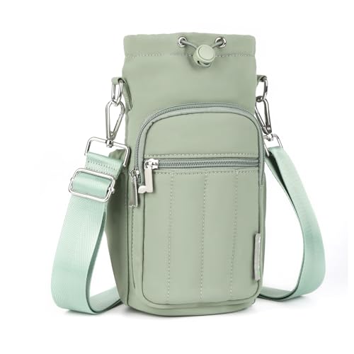 Rueesh Water Bottle Holder Bag with Adjustable Strap - color: Green
