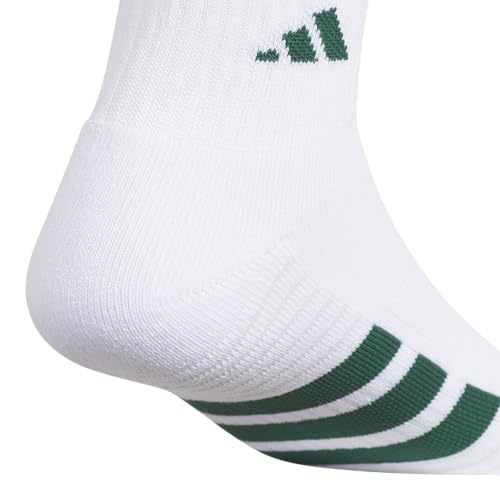 adidas Men's Cushioned Socks 3 Pairs - color: White/Collegiate Green/Black/4.0/Quarter, size: Large, style: Quarter