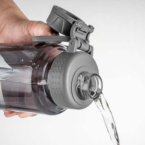 Fanhaw 32oz Clear Plastic Water Bottle with Fast-Flow Lid, Gray - color: Gray