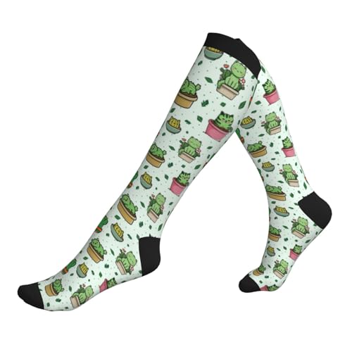 Compression Socks Knee High Support Socks Women Circulation Stockings for Athletic Running Cycling Flying - color: Cat