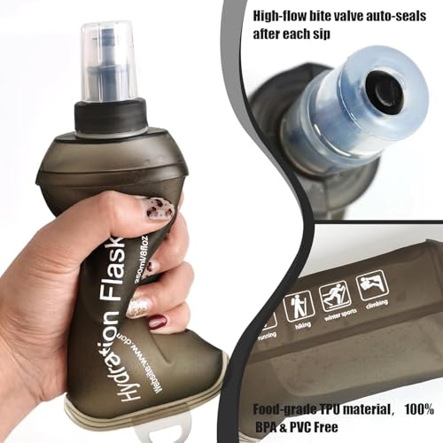 Sport Soft Water Bottle, TPU Collapsible Flask Foldable Bottles for Hydration Pack, BPA-Free, for Running Hiking Cycling Climbing (150ml) (Transparent) - color: Transparent