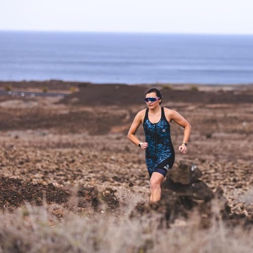 SLS3 Triathlon Suits Women - Sleeveless Pro Trisuit with Comfy Tri Chamois - color: Blue Ocean Blooms, size: X-Small