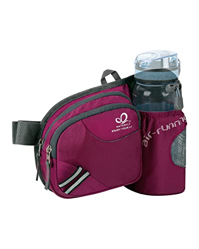 WATERFLY Fanny Pack Waist Bag: Waist Pack for Women Men with Water Bottle Holder Hiking Fanny Pack for Running Walking DogWalking Travel Cycling - color: pink