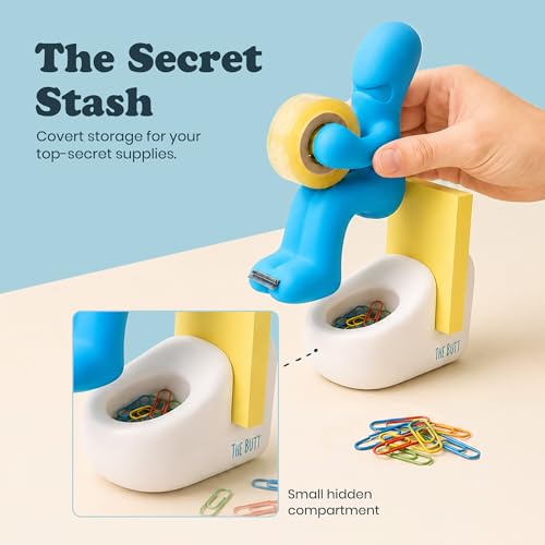 The Butt Tape Dispenser – Funny Blue Desk Accessories, Office Gag Gift - color: Blue