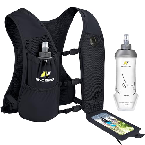 N NEVO RHINO Running Vest with 350ML TPU Soft Flask,Adjustable Chest Straps - color: Black